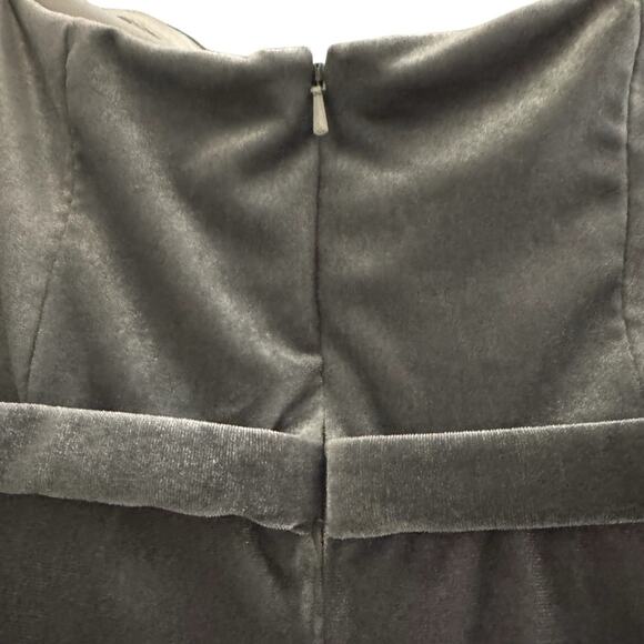 Bari Jay Velvet Silver Gray Strapless Bridesmaid Maxi Dress - Picture 6 of 6